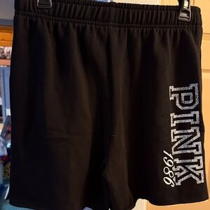 PINK Victoria's Secret Black Athletic Lounge Shorts with White Logo